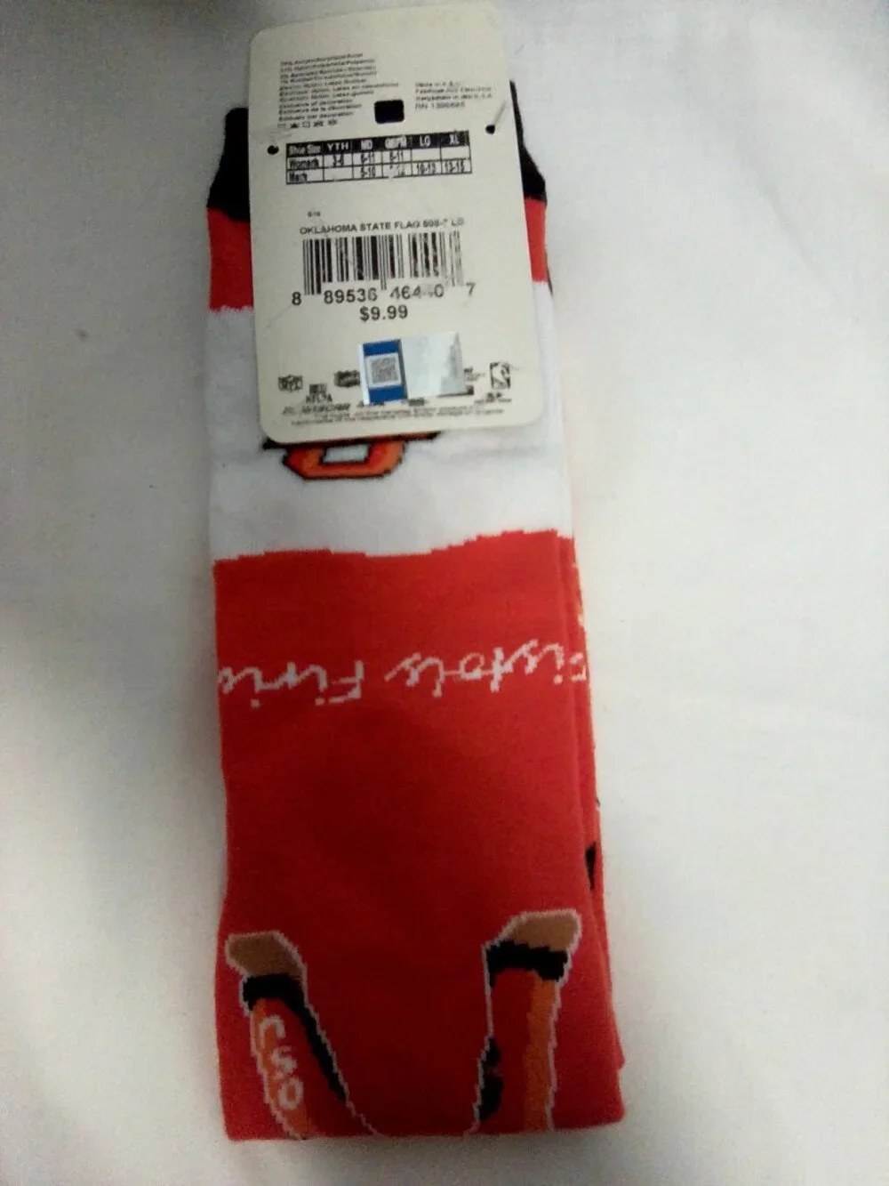 NCAA Oklahoma State Pistol Pete socks Large NWT